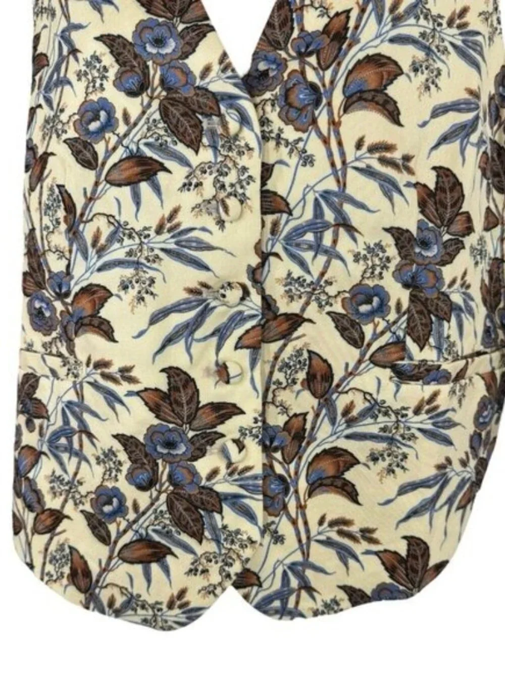 Tuckernuck Montrose Chintz Martine Vest XL NWT Brown Floral Button Front Lined